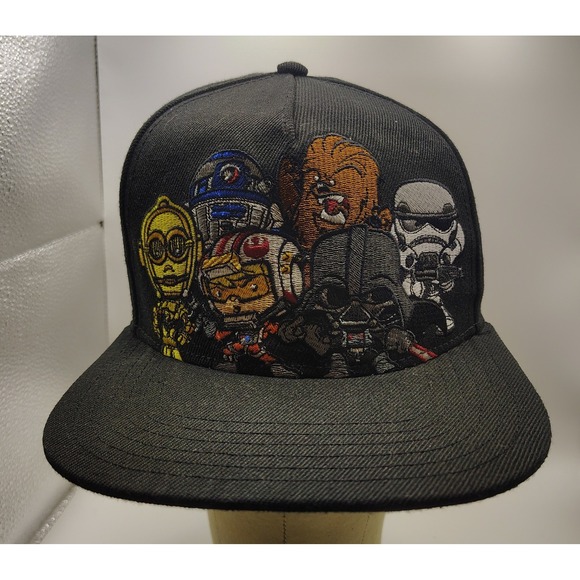 Star Wars Other - Star Wars Characters Embroidered Black Flat Brim Snapback Hat One Size